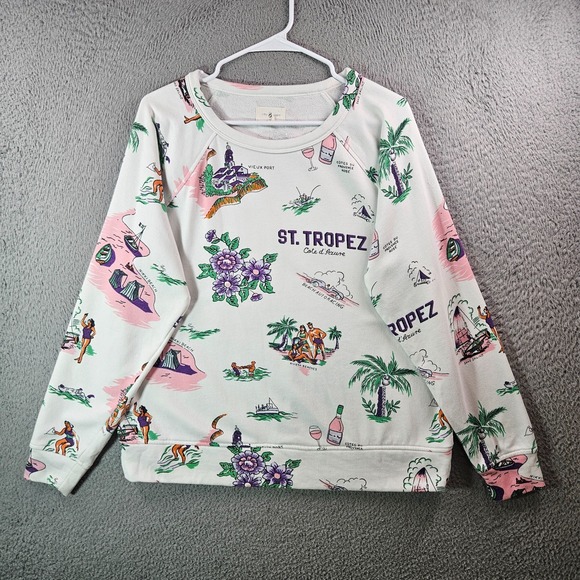 Lou & Grey Sweaters - Lou & Grey Sweater Women Medium Beach Vacation Sailing Boat Stretch‎ White